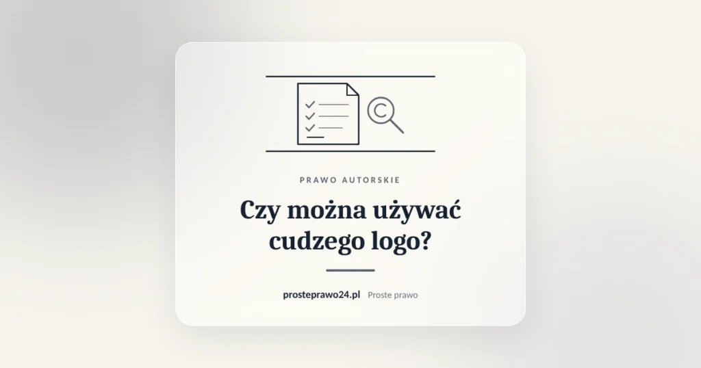 Szkic znaku sprawdzanego pod lupą, tytuł Czy można używać cudzego logo
