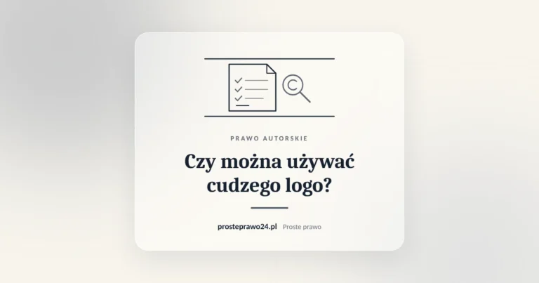 Szkic znaku sprawdzanego pod lupą, tytuł Czy można używać cudzego logo