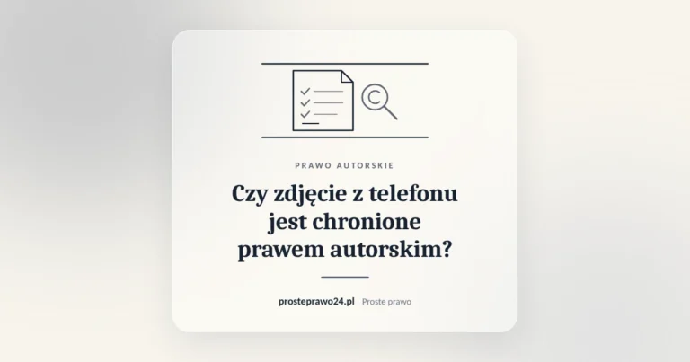 Szkic zdjęcia ze znakiem copyright pod lupą, tytuł Czy zdjęcie z telefonu jest chronione