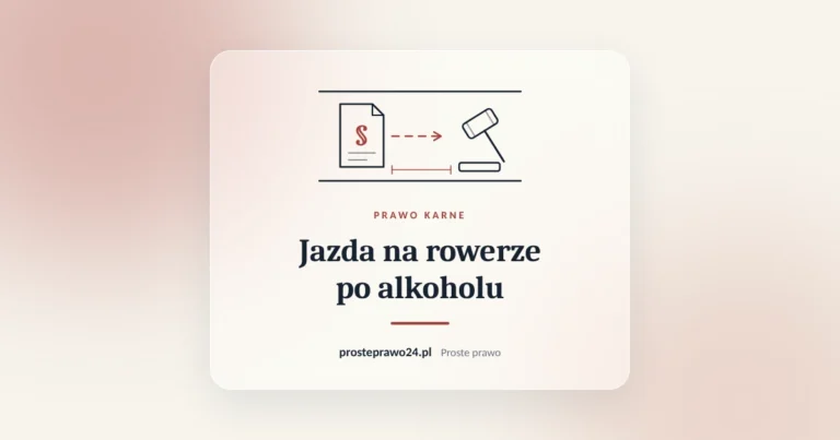 Szkic akt z paragrafem i młotka sędziowskiego, tytuł Jazda na rowerze po alkoholu