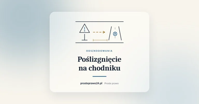 Szkic drogi i trójkątnego znaku ostrzegawczego, tytuł Poślizgnięcie na chodniku