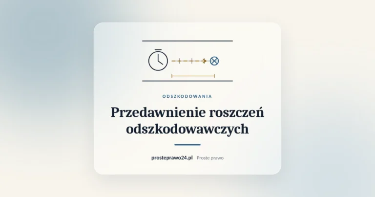 Szkic osi czasu z zegarem, tytuł Przedawnienie roszczeń odszkodowawczych