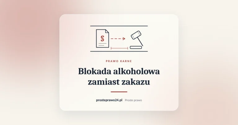 Szkic akt z paragrafem i młotka sędziowskiego, tytuł Blokada alkoholowa zamiast zakazu