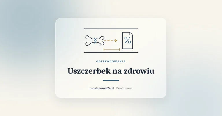 Szkic złamanej kości i karty z procentem uszczerbku, tytuł Uszczerbek na zdrowiu