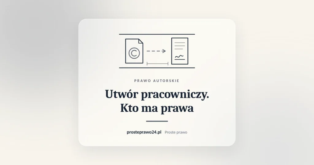 Szkic utworu ze znakiem copyright i umowy, tytuł Utwór pracowniczy