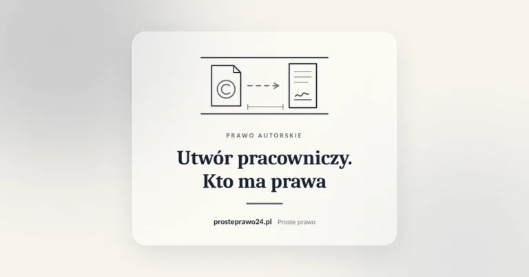 Szkic utworu ze znakiem copyright i umowy, tytuł Utwór pracowniczy