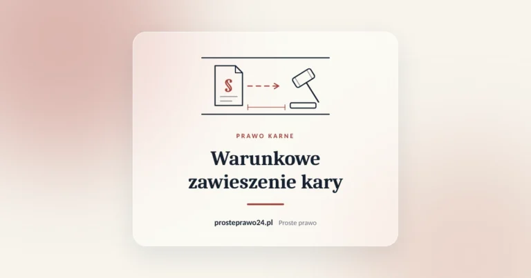 Szkic akt z paragrafem i młotka sędziowskiego, tytuł Warunkowe zawieszenie kary