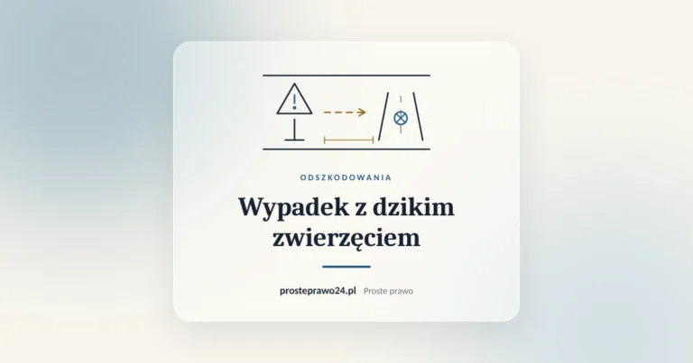 Szkic drogi i trójkątnego znaku ostrzegawczego, tytuł Wypadek z dzikim zwierzęciem